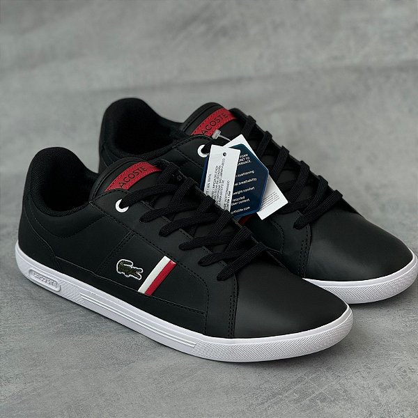 Tênis Lacoste Europa - preto/vermelho