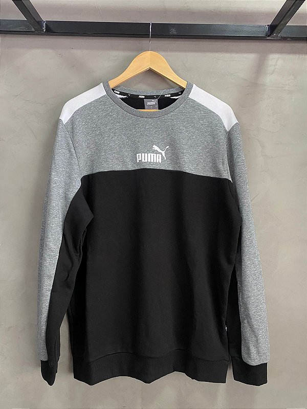 Moletom Puma Color S/Capuz - Cinza+preto