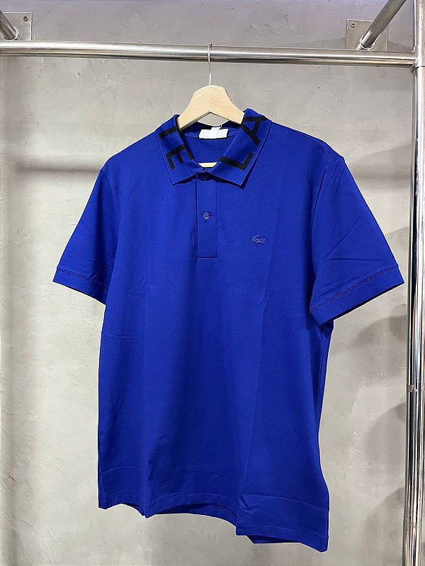 POLO LACOSTE SLIM FIT GOLA ASSINADA(AZUL)