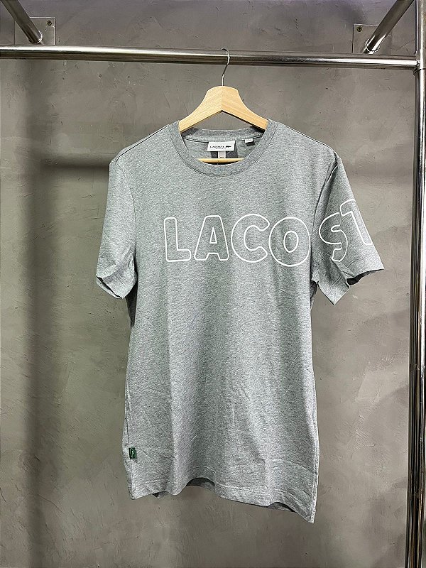 CAMISA LACOSTE LETREIRO CINZA