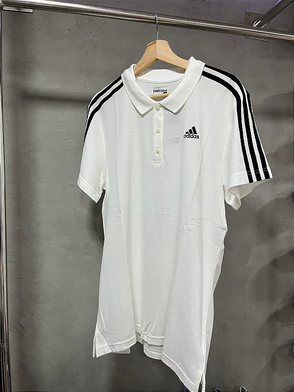 CAMISA POLO ADIDAS ESSENTIAL (BRANCA/PRETO)
