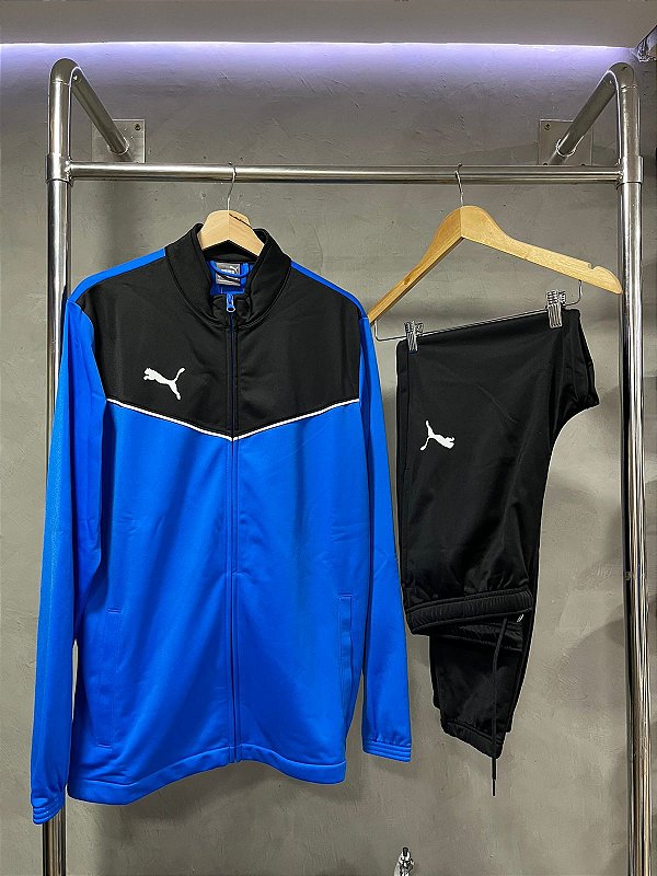CONJUNTO PUMA JOGADOR(PRETO/AZUL)
