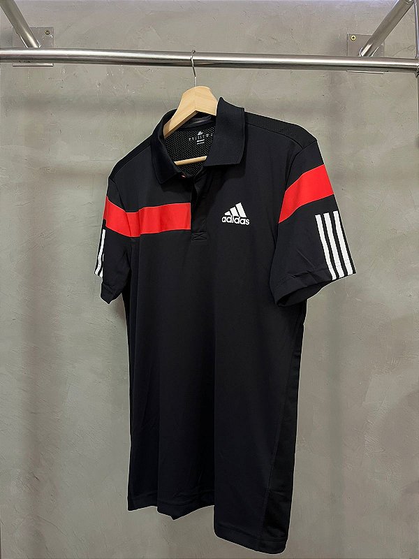 POLO ADIDAS BARRICADE (PRETO/VERMELHA)