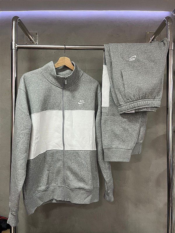 CONJUNTO NIKE MOLETOM CINZA/BRANCO