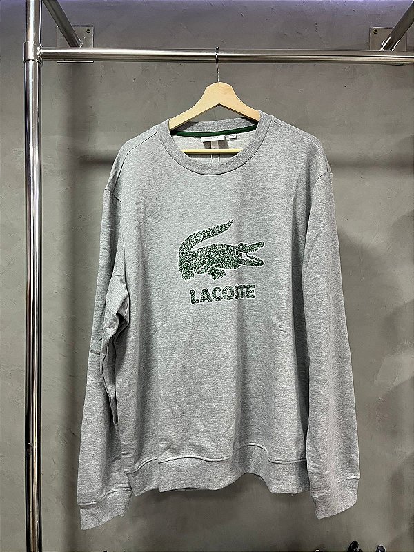 MOLETOM LACOSTE CINZA(GOLA CARECA)