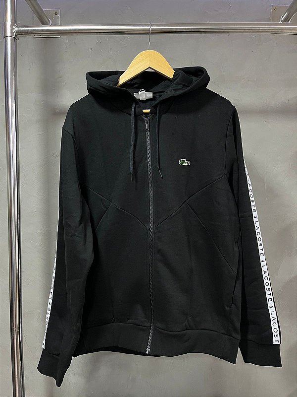 MOLETOM LACOSTE FAIXA PRETO