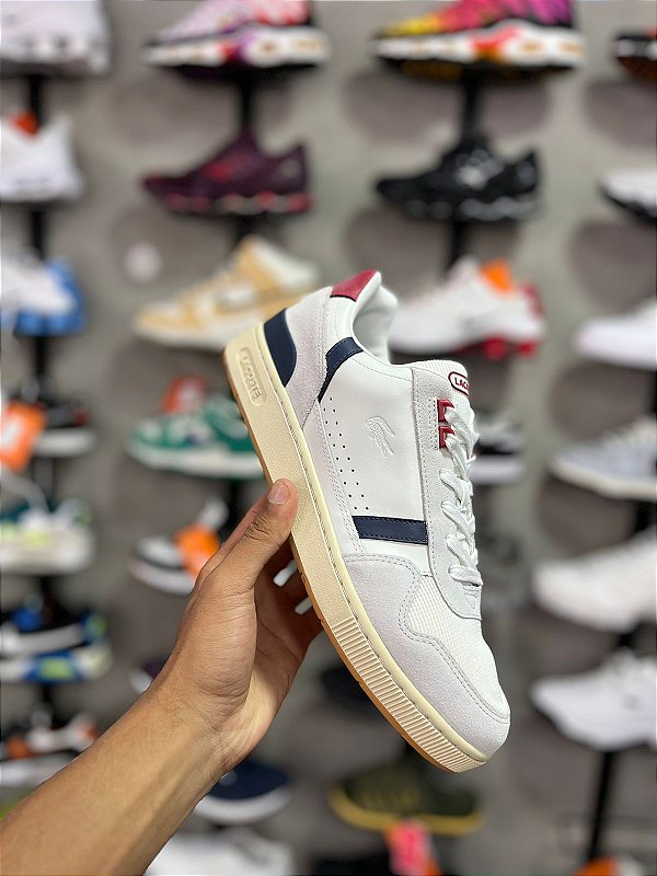 TÊNIS LACOSTE T-CLIP BRANCO/VERMELHO