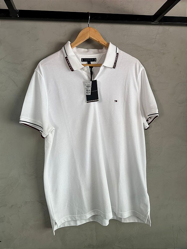 POLO TOMMY HILFIGER LOGO GOLA BRANCA