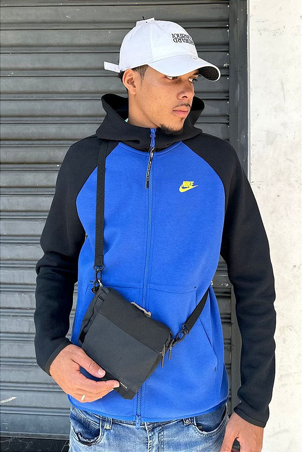 JAQUETA NIKE TECH FLEECE(AZUL/PRETO)