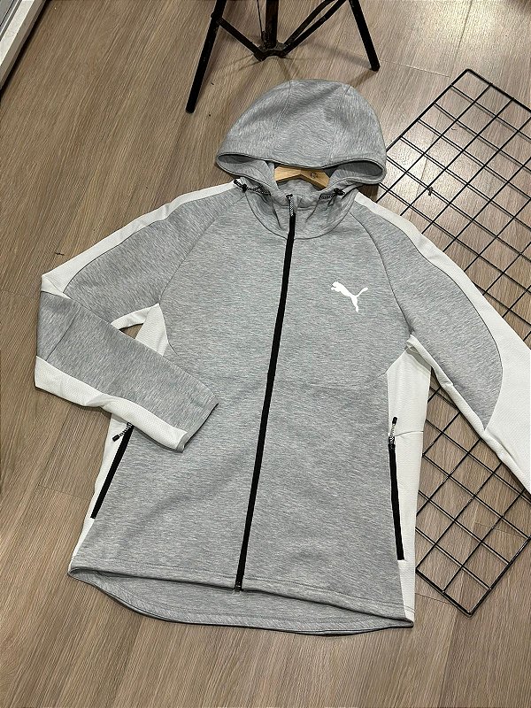 JAQUETA PUMA EVOSTRIPE(CINZA/BRANCO)