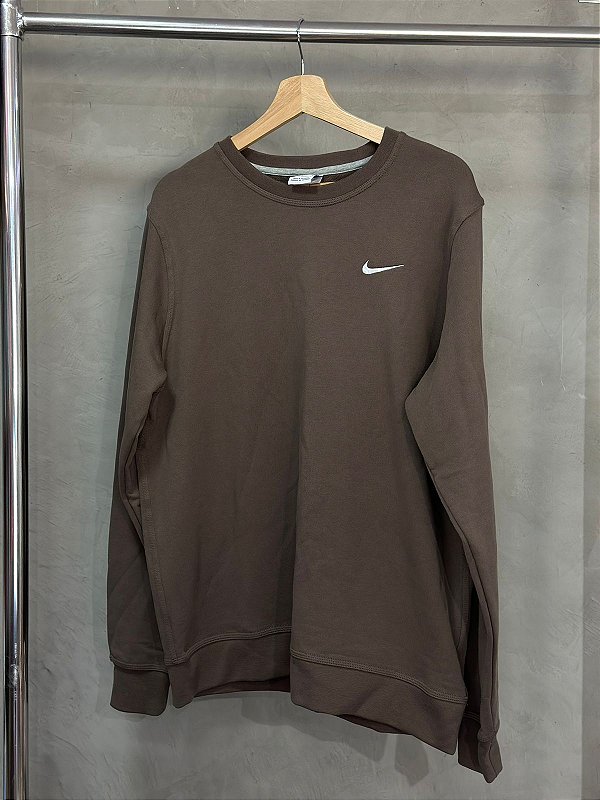 MOLETOM GOLA CARECA MINI SWOOSH MARROM
