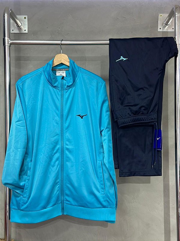 CONJUNTO MIZUNO HELANCA (AZUL TURQUESA/AZUL MARINHO