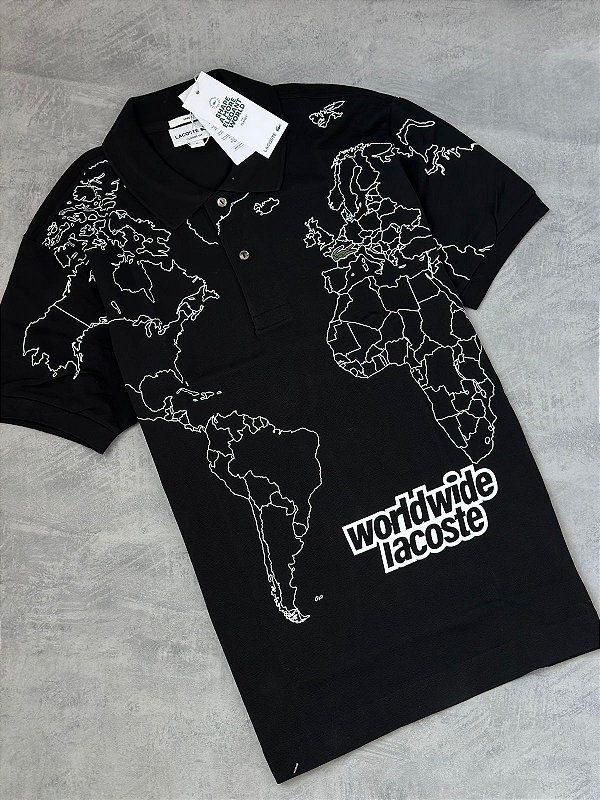 POLO LACOSTE WORLDWITE (PRETA )