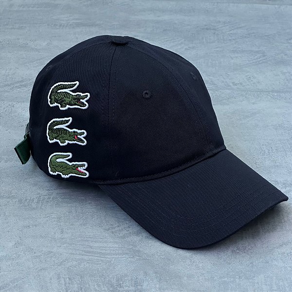 BONÉ LACOSTE ALGODÃO COM EMBLEMA (AZUL)