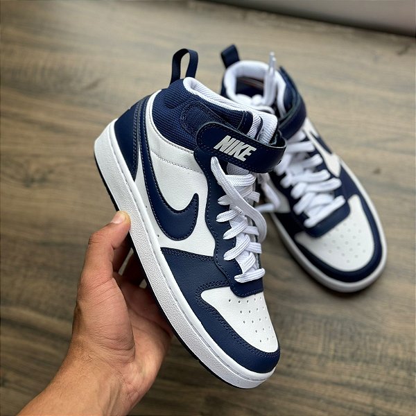 Tênis Nike Borough Mid 2 - Branco+Azul