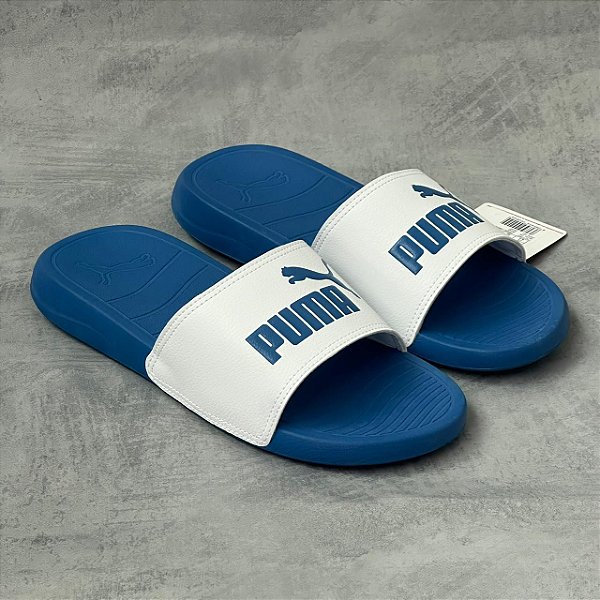 CHINELO SLIDE PUMA  (BRANCO/AZUL)