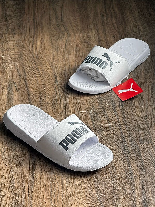 Chinelo slide Puma - Branco + preto