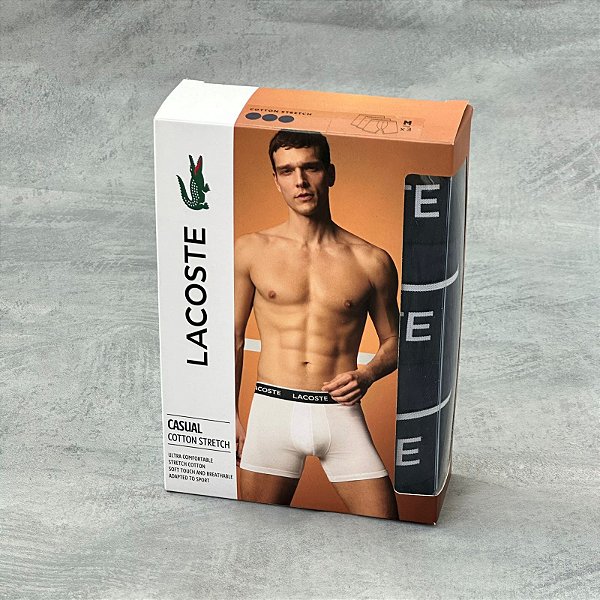 KIT CUECA LACOSTE CASUAL ( AZUL MARINHO)