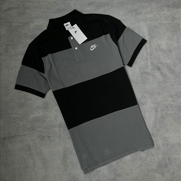 CAMISETA POLO NIKE SPORTWEAR (CINZA\PRETO)