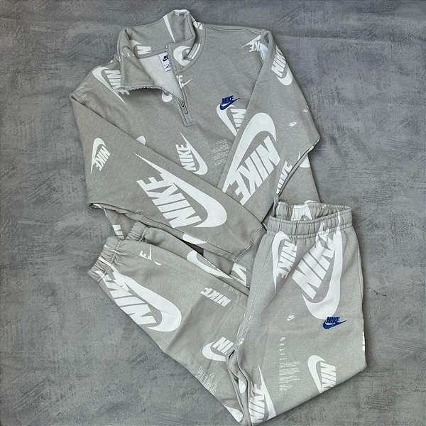 Conjunto Nike NSW Club Fleece Shoebox (CINZA)