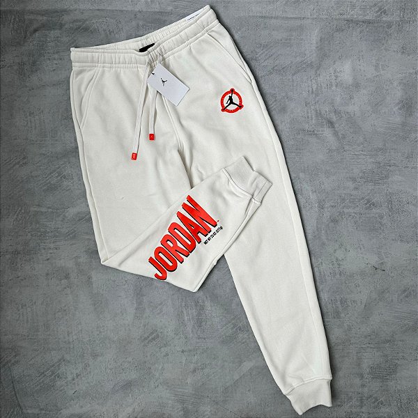 Calça Air Jordan Flight MVP Fleece Pants 'White Orange'