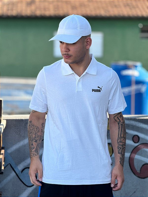 Polo Puma Ess Jersey - branco+preto