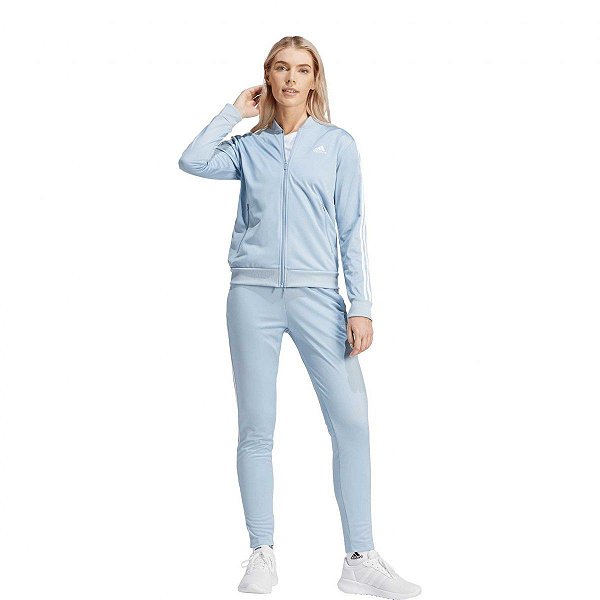 Conjunto Adidas 3 Stripe Feminino - Azul Claro