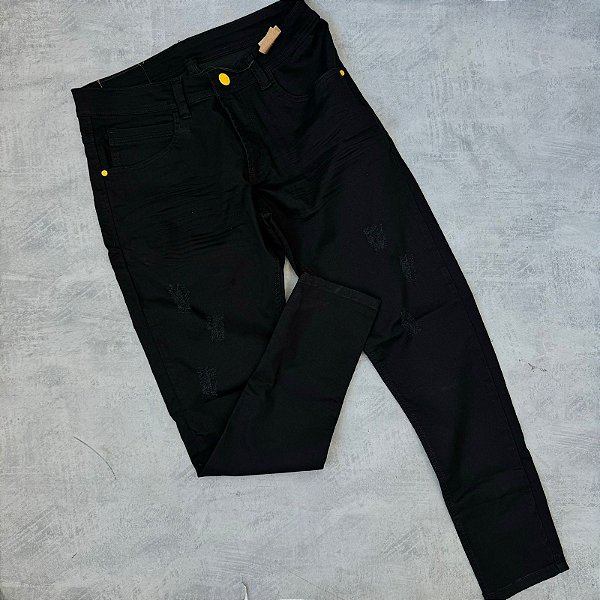 Calça jeans (2085) preta + rasgo