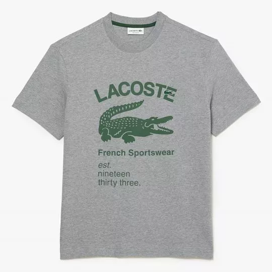 Camiseta Lacoste French Sportear - cinza + verde
