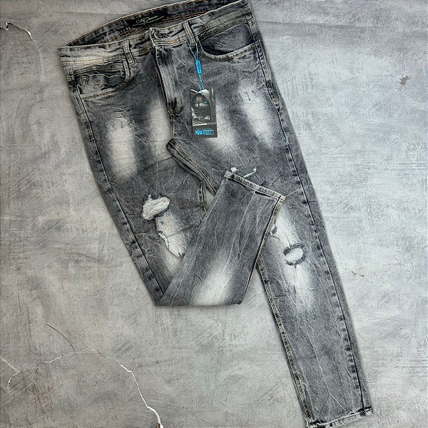 Calça Jeans Destroyer mescla cinza - (2419277)