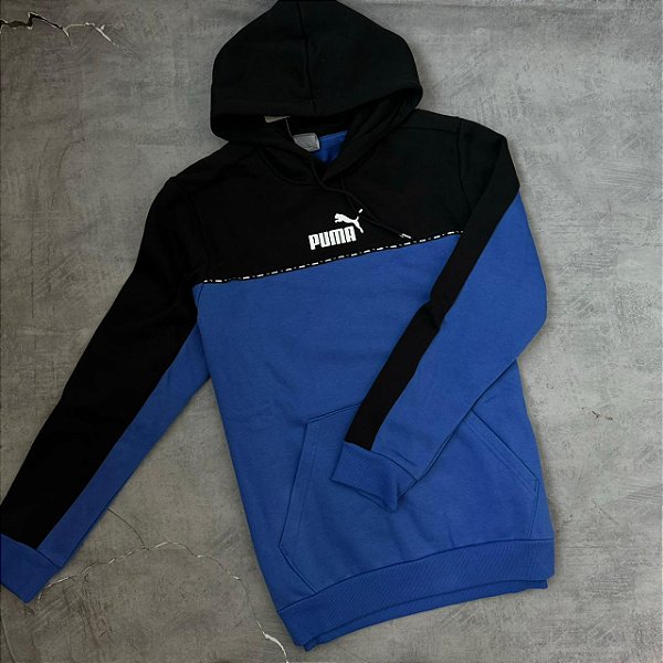 Moletom Puma Essential Block - Azul+preto