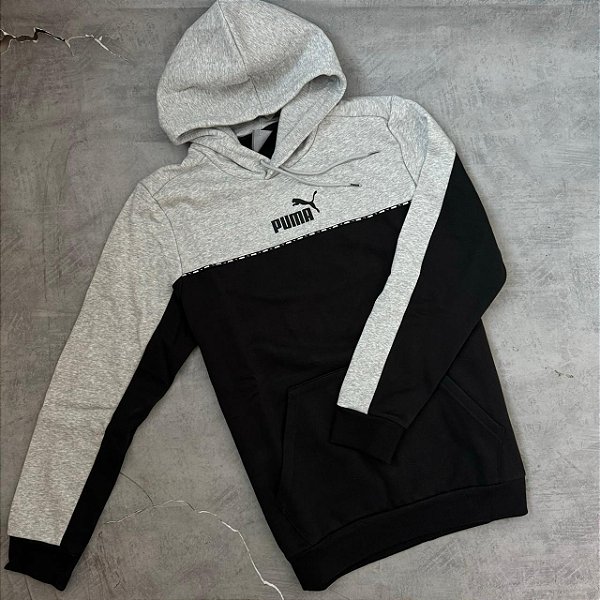 Moletom Puma Essential Block - Cinza+Preto 673342-04