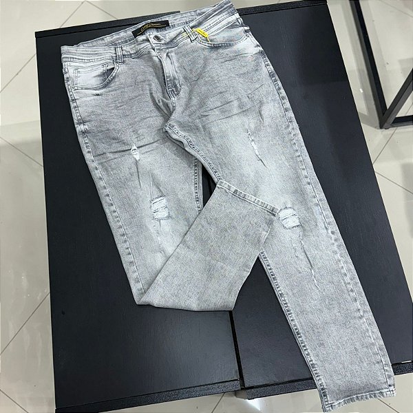 Calça Skinny Premium Mescla cinza Patch  9289