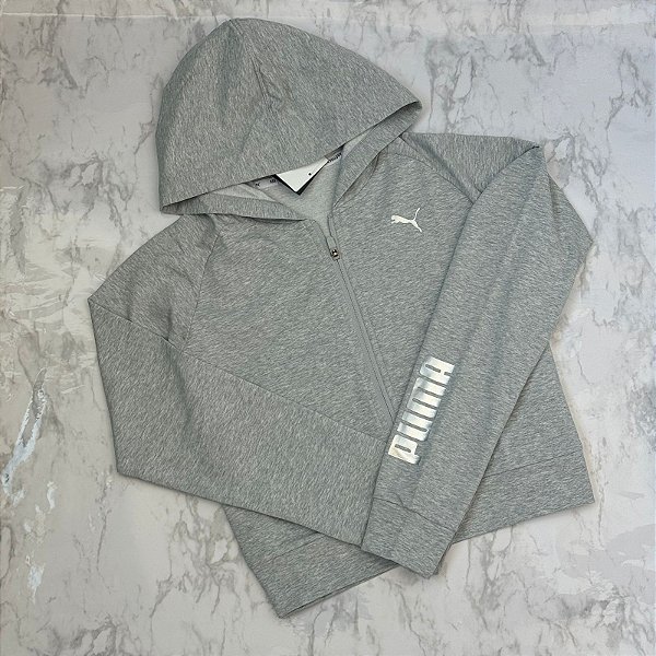 Jaqueta Puma Rtg Full-Zip Hoodie feminina-cinza