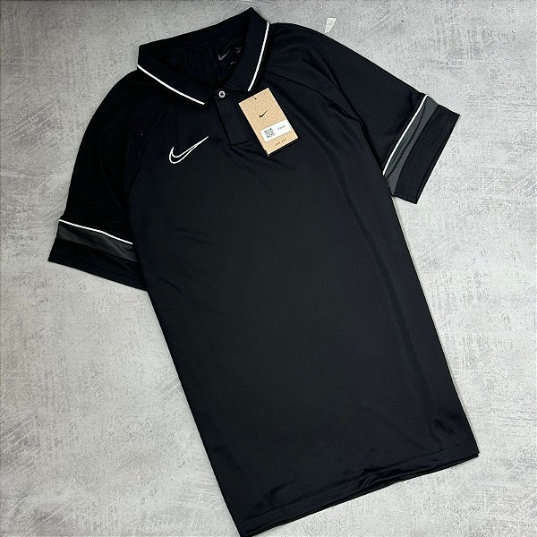 Camisa Polo Nike Dri-fit Academy Preto+Chumbo - CW6104-014