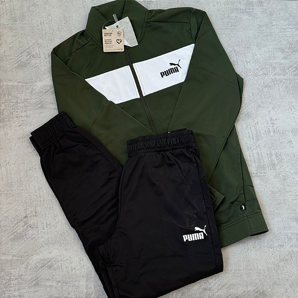 CONJUNTO PUMA TRACK (PRETO/VERDE)