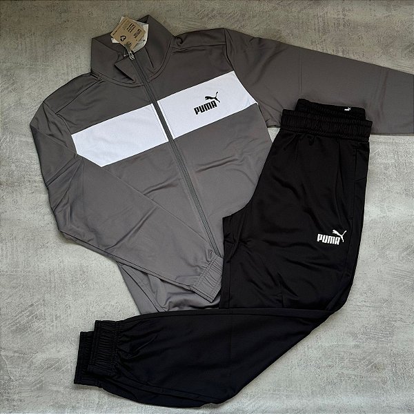 Conjunto Puma Track - Cinza+Branco