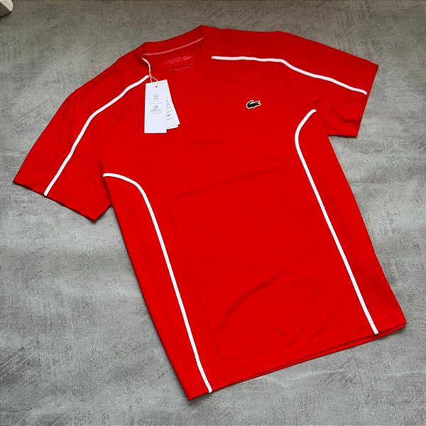 CAMISETA ULTRA DRY LACOSTE COLORBLOCK (VERMELHO)