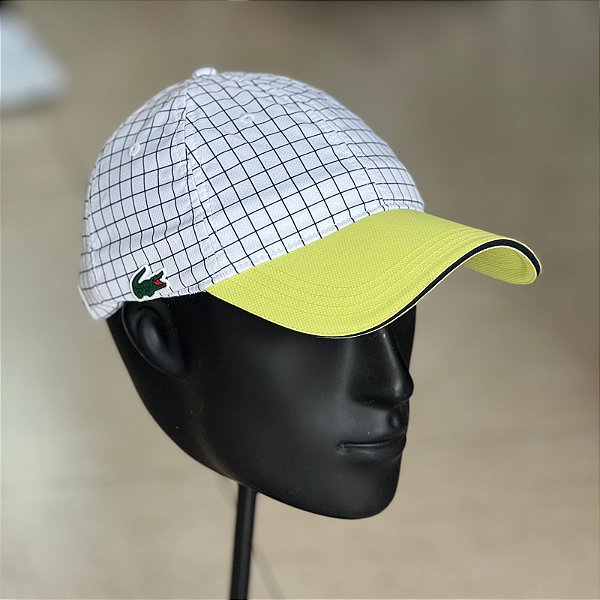 Boné Lacoste Sport Quadriculado (Branco/amarelo)