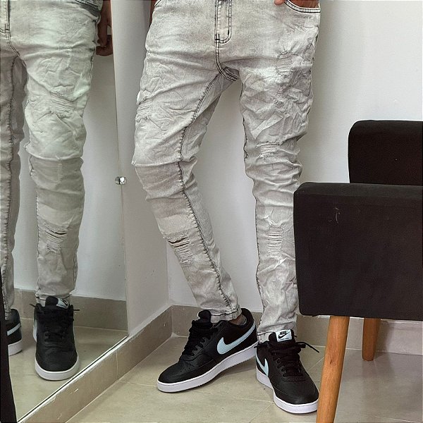 CALÇA JEANS CINZA MESCLA BROW JEANS XO