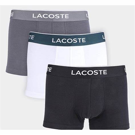 kit 3 Cueca Lacoste Preta+chumbo+branco- SH9961-23-RXZ