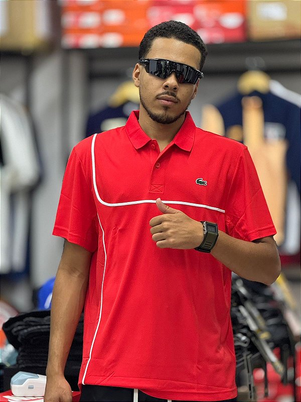 Polo Lacoste Men's Ultra Dry Tennis - Red
