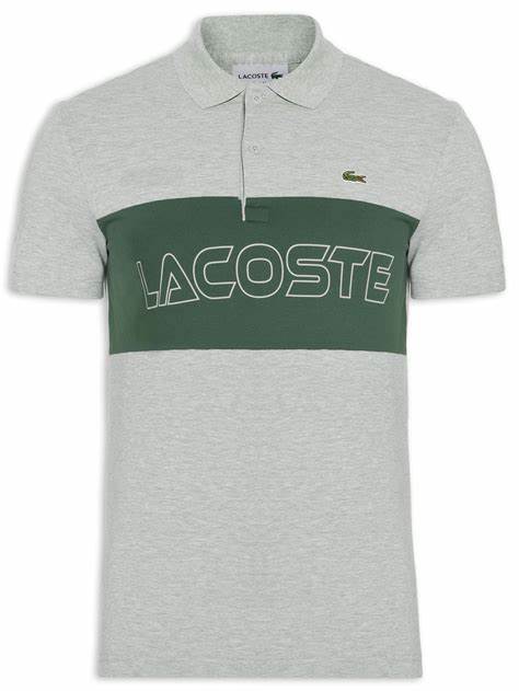 Camisa Polo Lacoste Letreiro Cinza PH1470-23-NLI