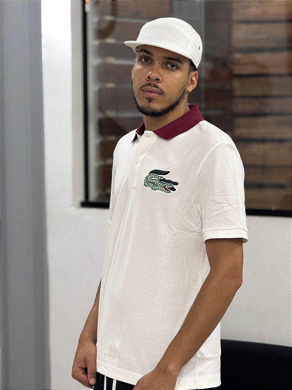 POLO LACOSTE PH2102 23 BRANCO/BORDO PH2102-23-NFB