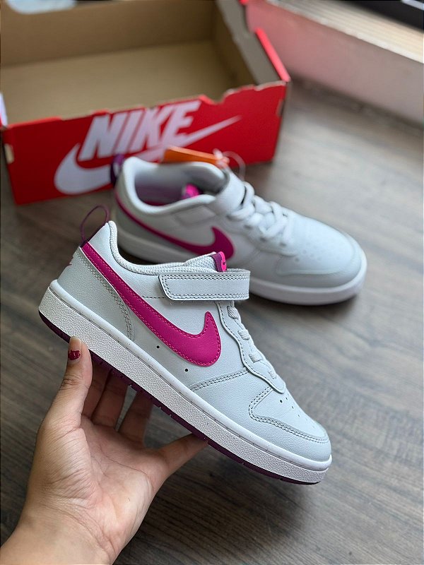 Tênis Nike Court Borough Low Infantil- Rosa+ cinza