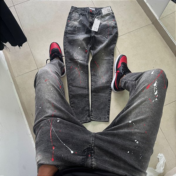 Calça Brow Jeans Marmorizado x vermelho