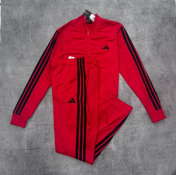 Agasalho Adidas 3 Stripes Fem-Red