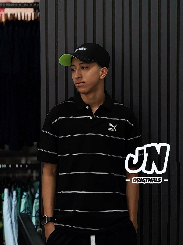 Polo Puma Algodão Relaxed Fit Listrada