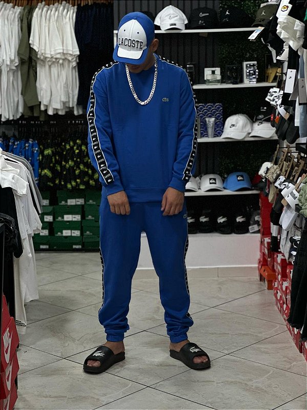 Conjunto Lacoste Letreiro Lateral- Azul RoyaL