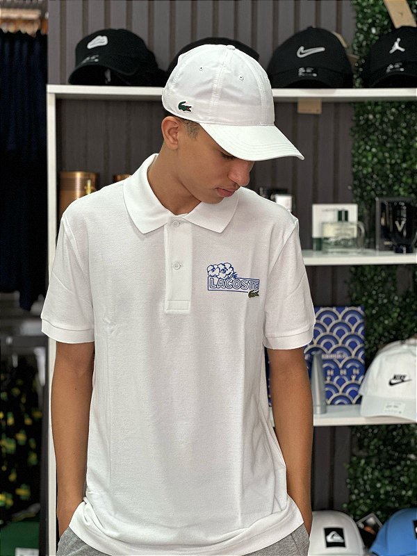 Polo Lacoste Flower Branca